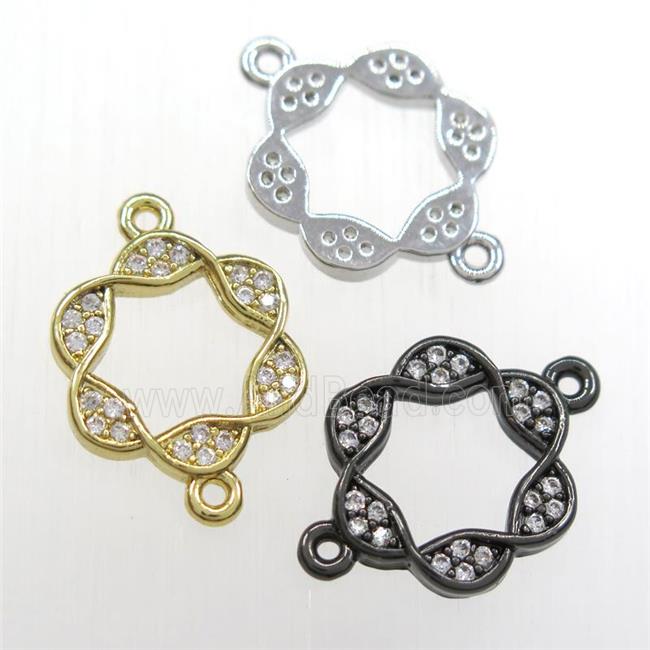 copper Wreath connector paved zircon, mixed color