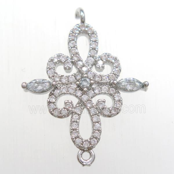copper connector paved zircon, platinum plated