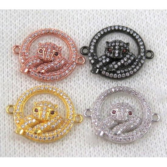 copper leopard head connector paved zircon, mix color
