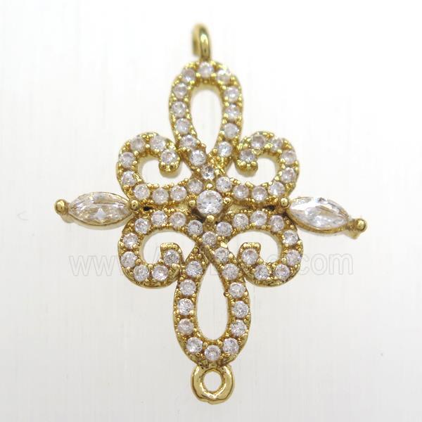 copper connector paved zircon, gold plated