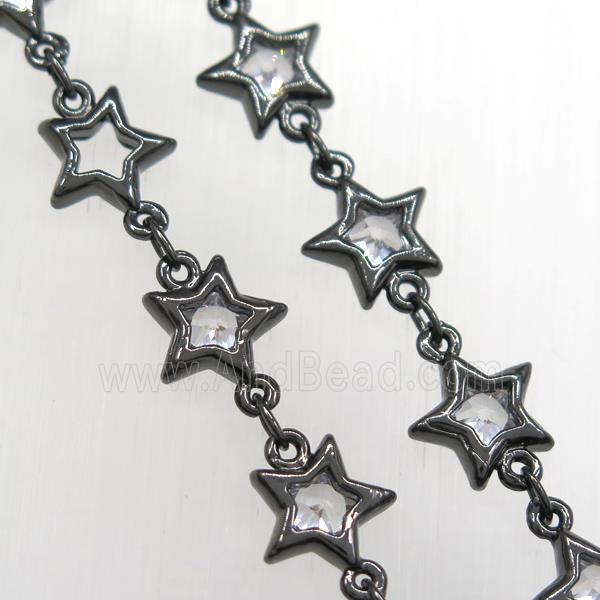 copper star chain pave zircon, black plated