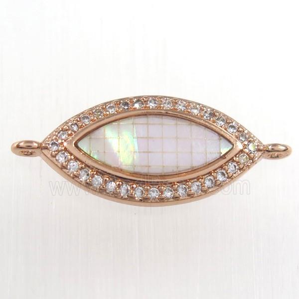 copper eye connector paved zircon, rose gold