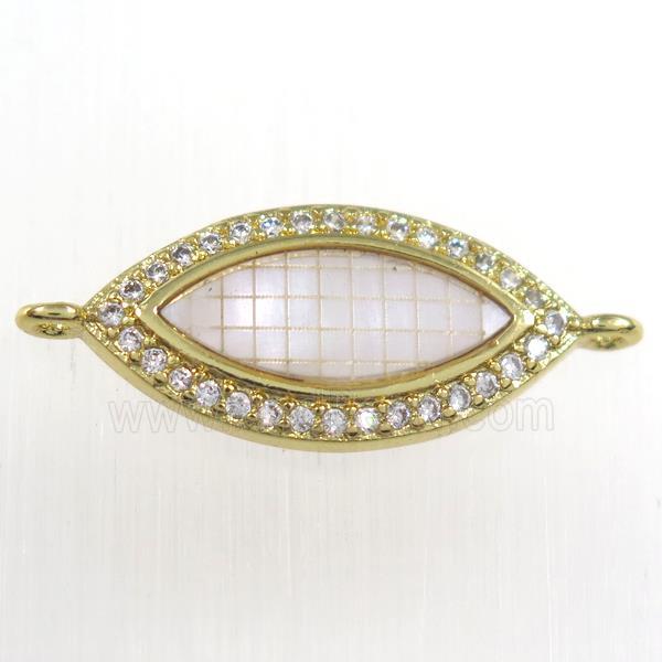 copper eye connector paved zircon, gold plated