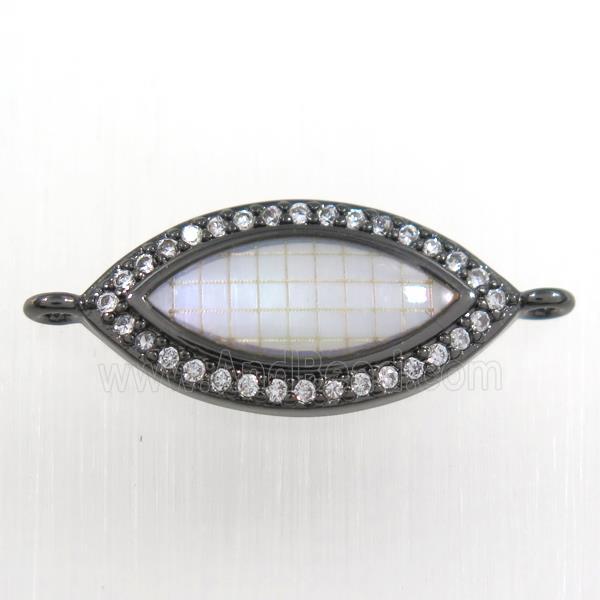 copper eye connector paved zircon, black plated