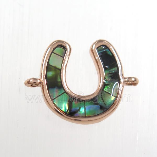 copper U connector with abalone shell, rose gold