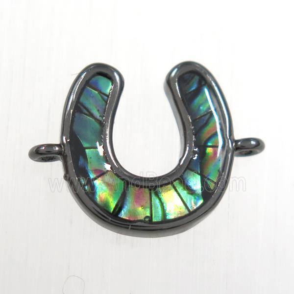 copper U connector with abalone shell, black plated