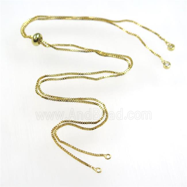 copper necklace chain with zircon, gold plated