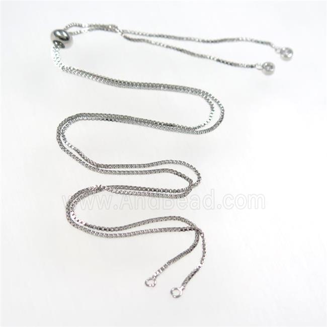 copper necklace chain with zircon, platinum plated