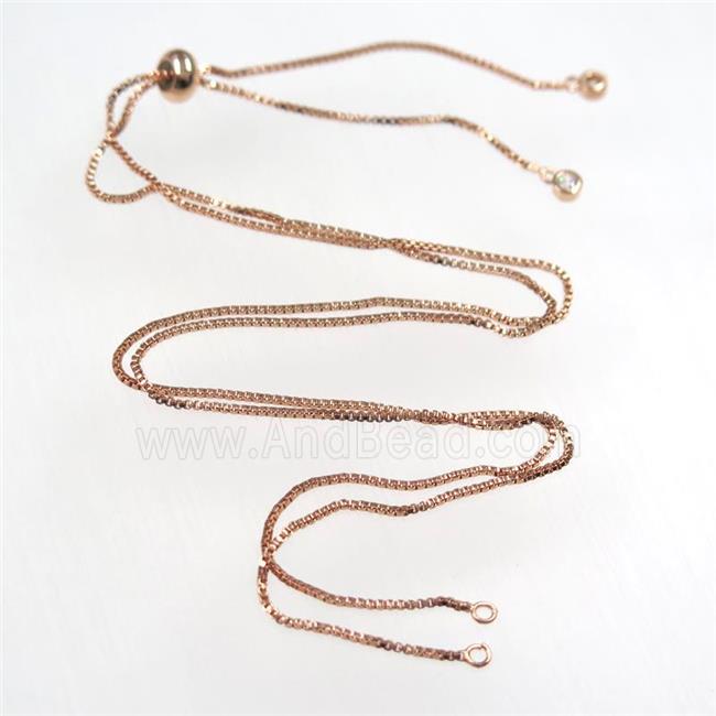 copper necklace chain with zircon, rose gold
