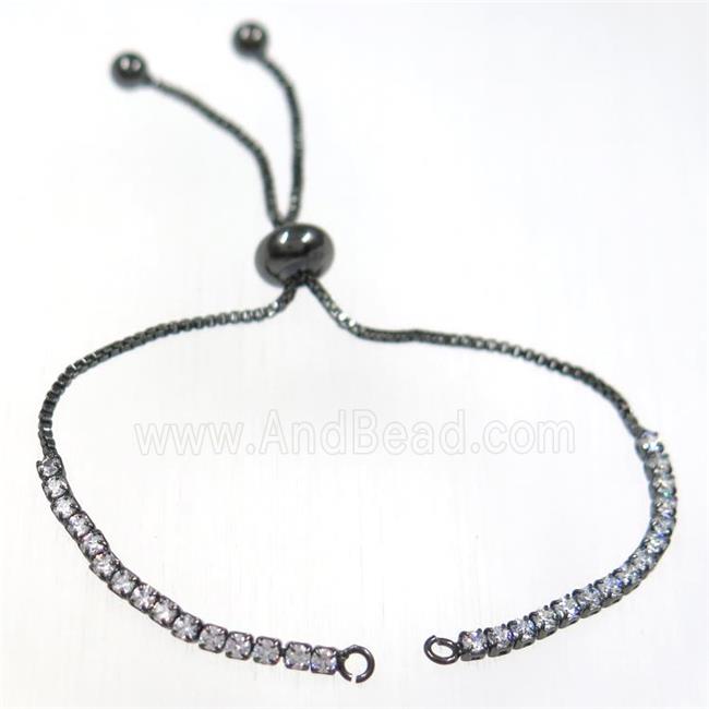 copper bracelet chain paved zircon, resized, black plated