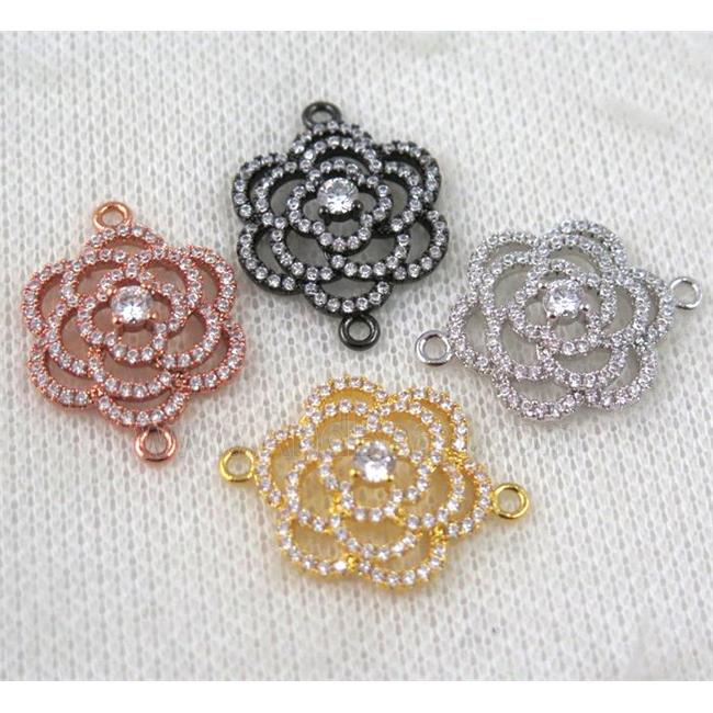 copper flower connector paved zircon, mix color