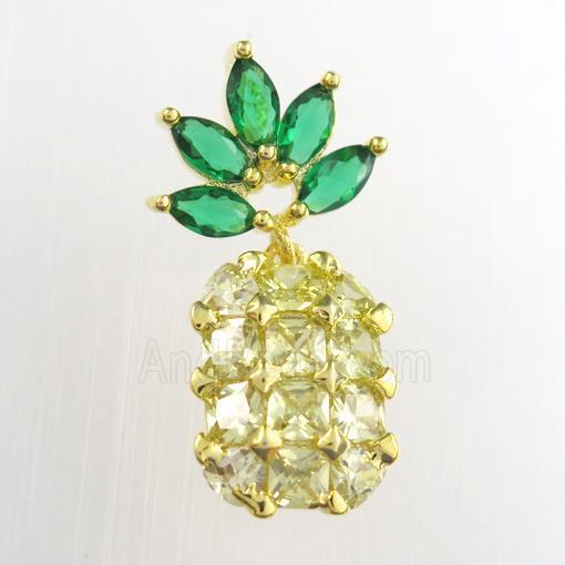 copper pendant paved zircon, gold plated