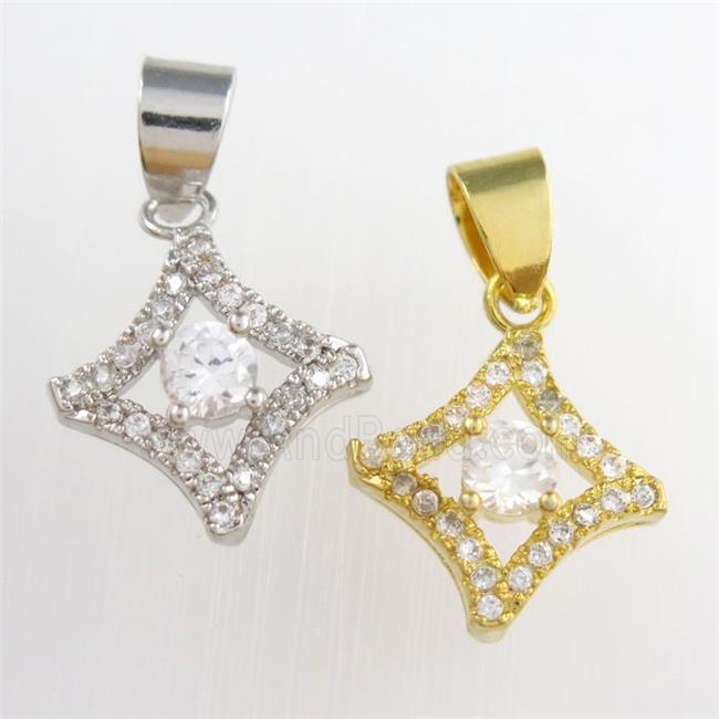 copper star pendants paved zircon, mixed