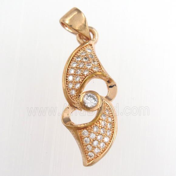 copper pendants paved zircon, rose gold