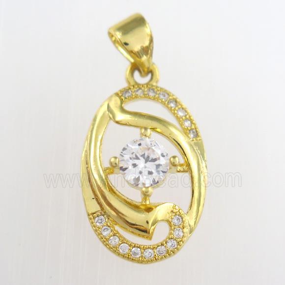 copper pendants paved zircon, gold plated