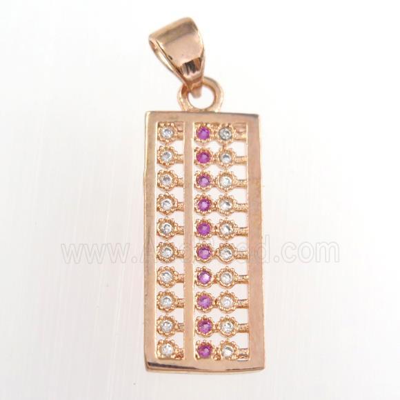 copper suanpan pendants paved zircon, rose gold