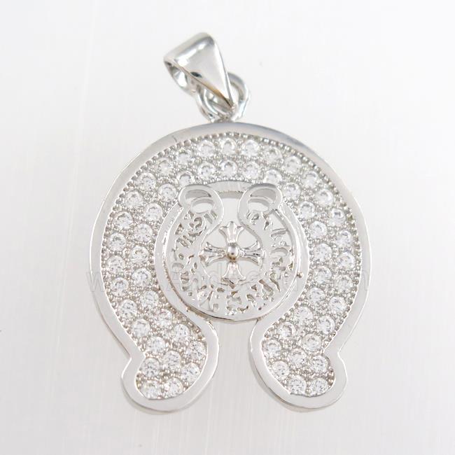 copper pendants paved zircon, platinum plated