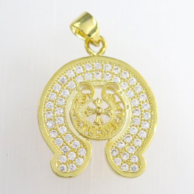 copper pendants paved zircon, gold plated