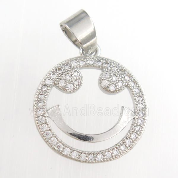 copper emoji pendants paved zircon, platinum plated