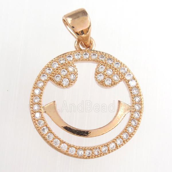 copper emoji pendants paved zircon, rose gold