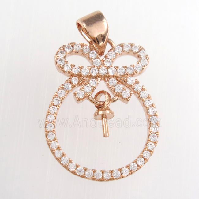 copper pendants paved zircon, knot, rose gold