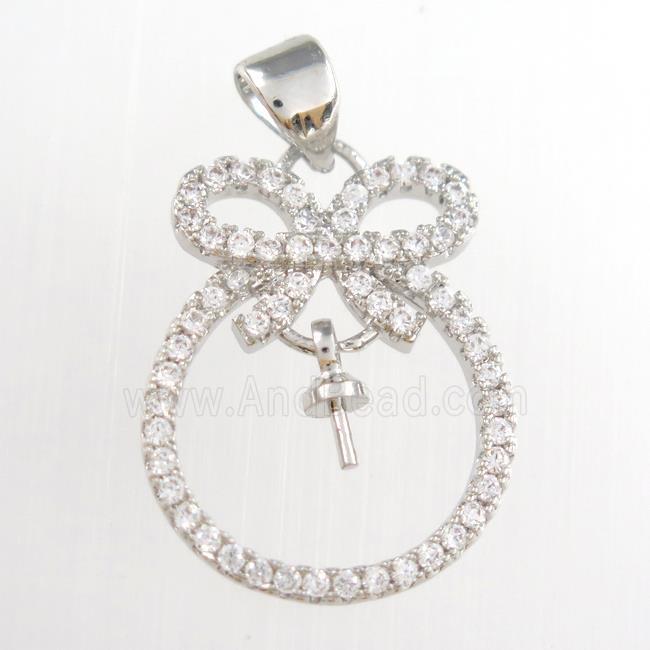 copper pendants paved zircon, knot, platinum plated