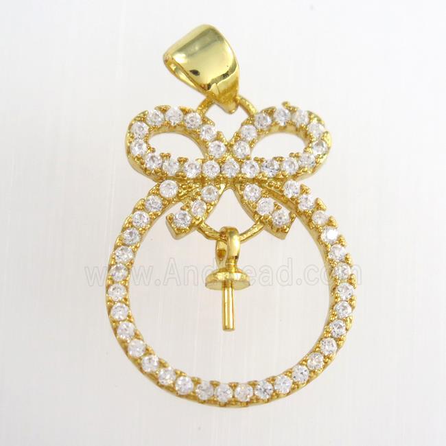 copper pendants paved zircon, knot, gold plated