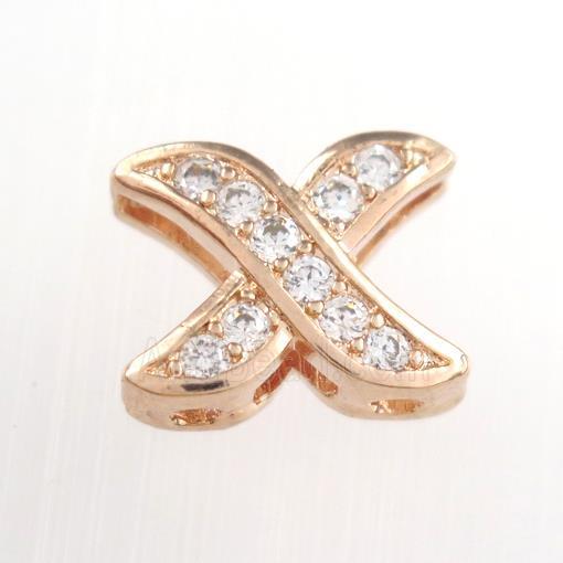 copper Xpendants paved zircon, rose gold