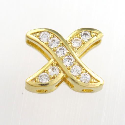 copper Xpendants paved zircon, gold plated