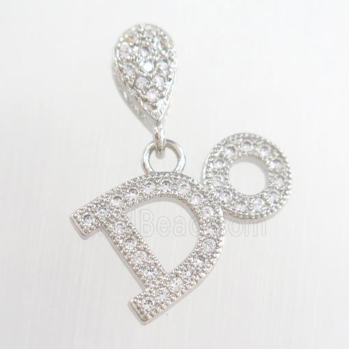 copper pendants paved zircon, platinum plated