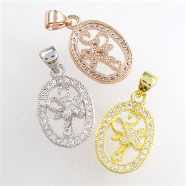 copper oval pendants paved zircon, mixed