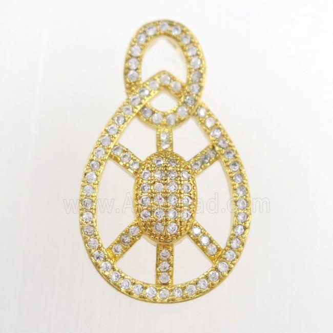 copper tortoise pendants paved zircon, gold plated