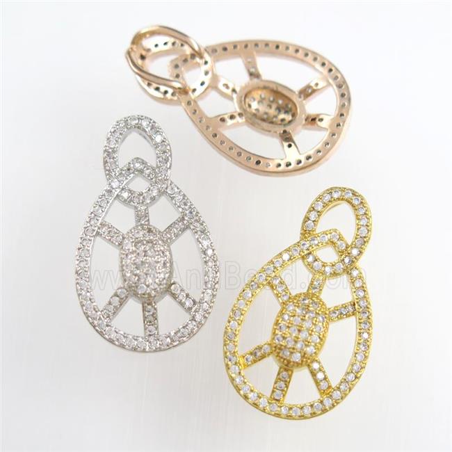 copper tortoise pendants paved zircon, mixed