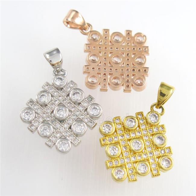 copper chessboard pendants paved zircon, mixed
