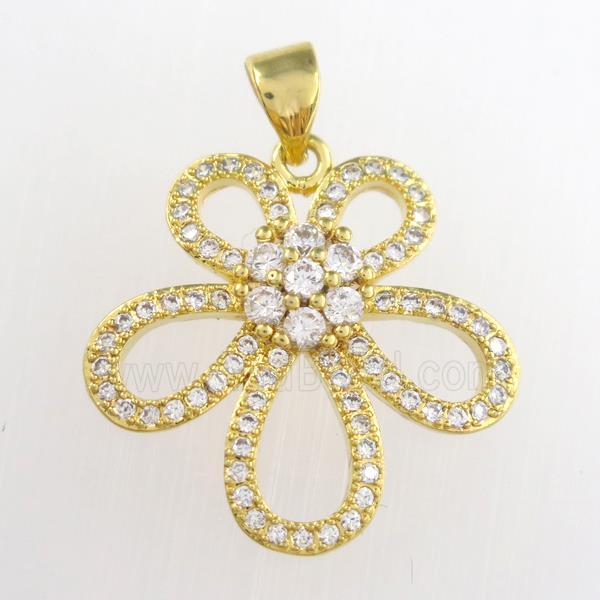 copper knot pendants paved zircon, gold plated