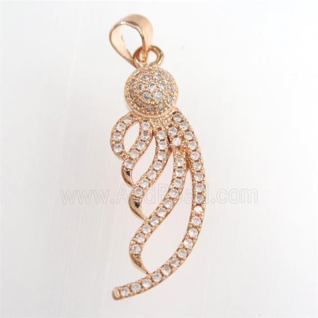 copper pendants paved zircon, rose gold