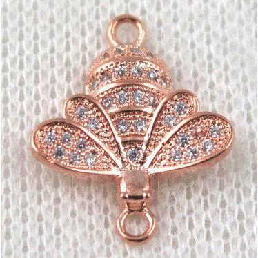 copper honeeybee connector paved zircon, rose gold