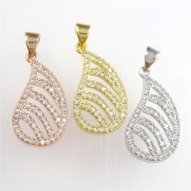 copper teardrop pendants paved zircon, mixed