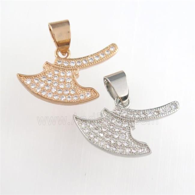 copper axe pendants paved zircon, mixed