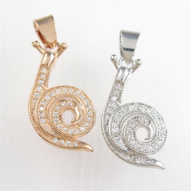 copper snail pendants paved zircon, mixed