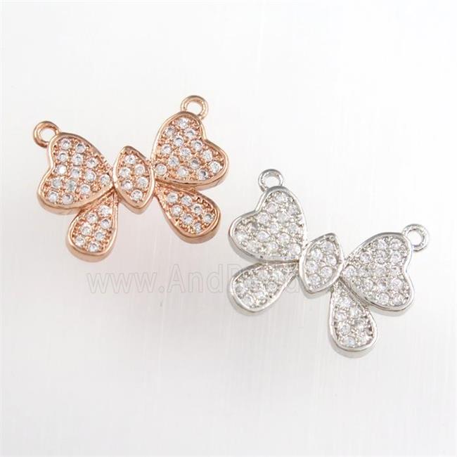 copper butterfly pendants paved zircon, mixed color
