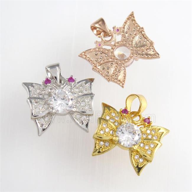 copper butterfly pendants paved zircon, mixed color