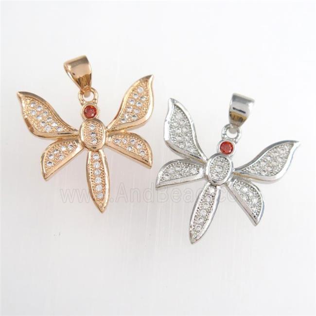 copper dragonfly pendants paved zircon, mixed
