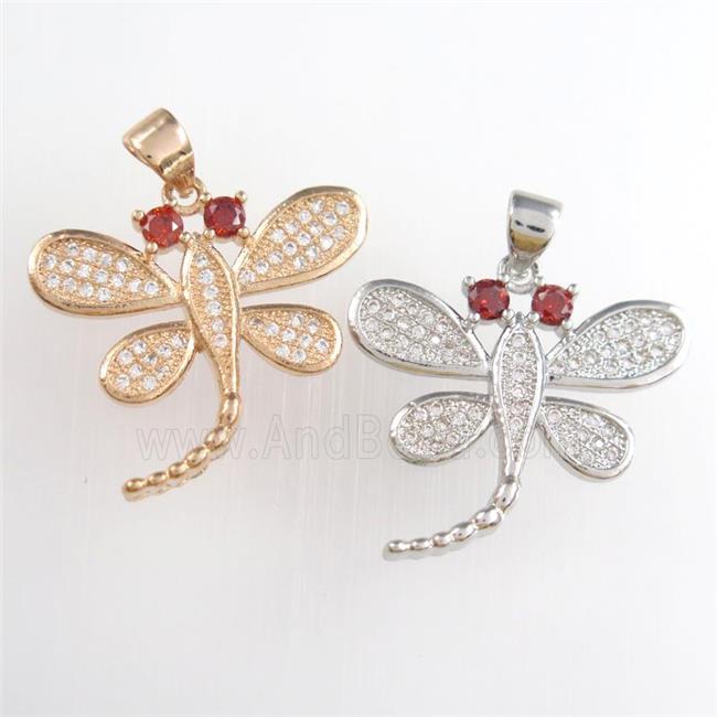 copper dragonfly pendants paved zircon, mixed