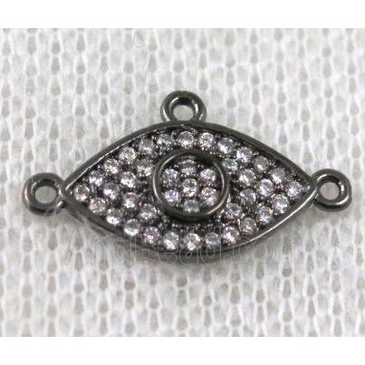copper eye connector paved zircon with 3loops, black plated