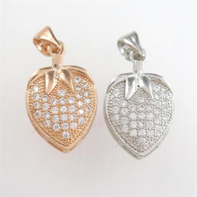 copper strawberry pendants paved zircon, mixed color