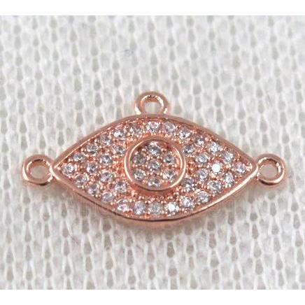 copper eye connector paved zircon with 3loops, rose gold
