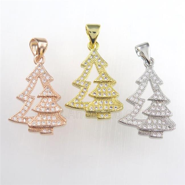 christmas tree, copper pendants paved zircon, mixed color
