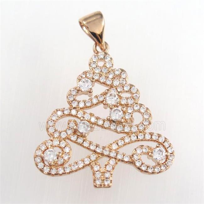 christmas tree, copper pendants paved zircon, rose gold
