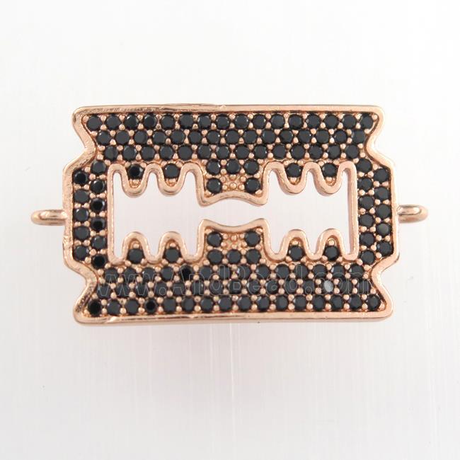 copper connector paved zircon, rose gold